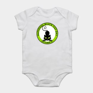 National Black Cat Day, green eyes cartoon Baby Bodysuit